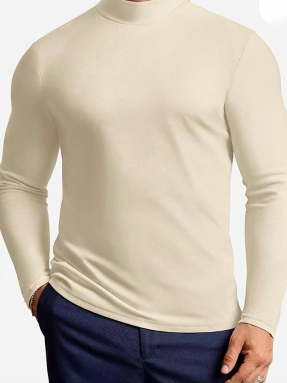 🆕 Vssjavun Mens Mock Turtleneck Long Sleeve Shirts Casual Slim Fit L